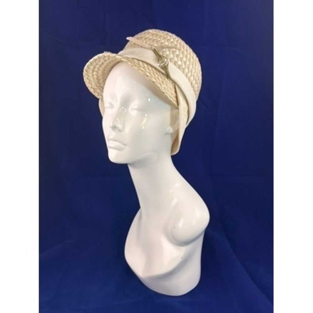 Vintage 50s Straw Cloche Hat Gracelyn Nashville Beige Summer Woven Hat